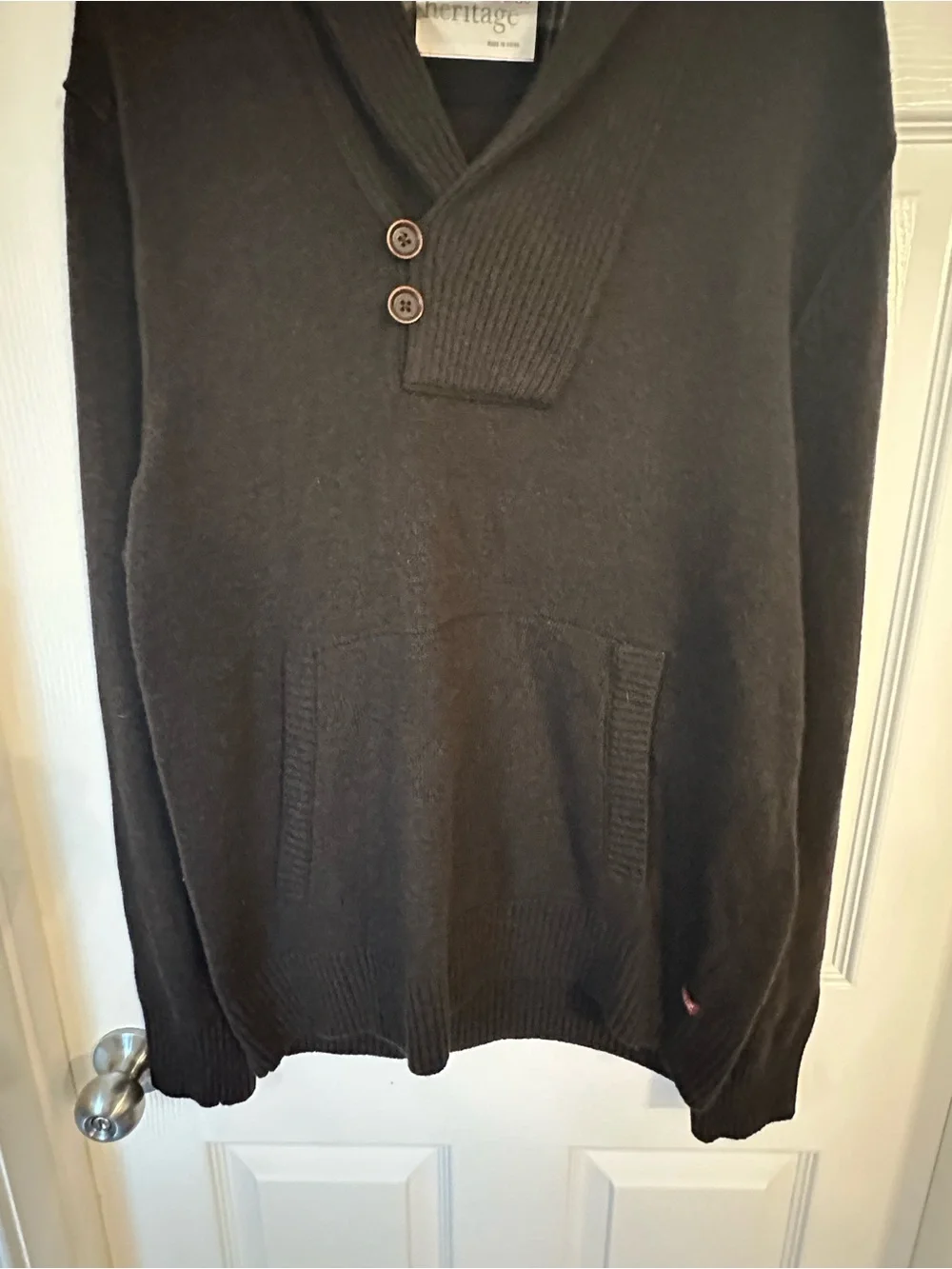 Heritage Men's V-Neck Shawl Collar Sweater - Dark Brown